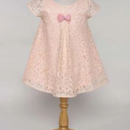 Many Frocks Kids Peach Embroidered Dress-image-74