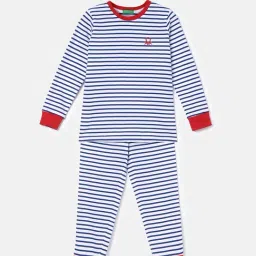 United Colors of Benetton Kids White Striped Full Sleeves T-Shirt with Joggers-image-61