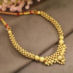 Malabar Gold and Diamonds 22k Gold Semi-Long Tushi Matinee Necklace For Women-image-16