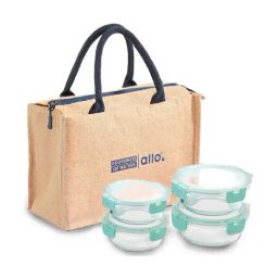 Borosilicate Glass Lunch Box Microwave Oven Safe with Detachable Lock and Jute Tiffin Bag-29
