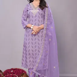Growdamy Women Embroidered Regular Kurta with Trousers & With Dupatta-image-15
