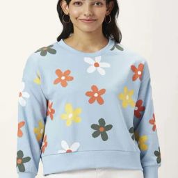People by Pantaloons Blue Floral Print Sweatshirt-image-39