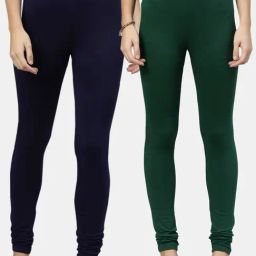 Kryptic Navy & Green Regular Fit Leggings -Pack Of 2-picture-38