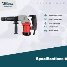 Hillgrove Chuck Size 17 mm Hammer Impact Drill kit 1200 W, HGCM880M2 image 2