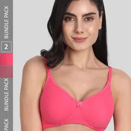Aimly Pack Of 2 Seamless Full Coverage Dry Fit Cotton All Day Comfort T Shirt Bra-46