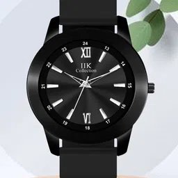 IIK COLLECTION Men Black Round Dial Adjustable Flexible Silicon Strap Watch for Men-13