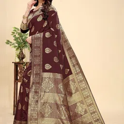 MORDEN MUSE Woven Design Zari Silk Blend Banarasi Saree-picture-23