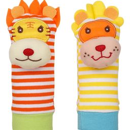 Baby Moo Wild Cats Yellow And Orange Set of 2 Socks Rattle - Multicolour-22
