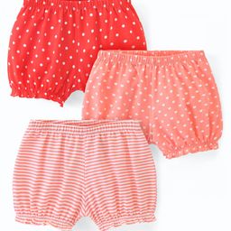 Pine Kids Cotton Anti Bacterial Bloomers Stripes & Dot Print Pack Of 3 - Pink & Red-picture-9