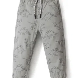Babyhug Cotton Spandex Full Length Trouser With Dino Print - Grey-picture-25