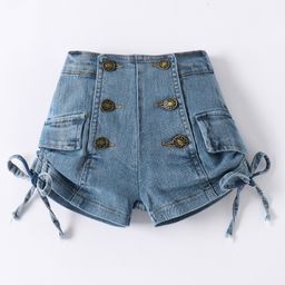 Kookie Kids Denim Shorts with Bow Detailing - Blue-image-38