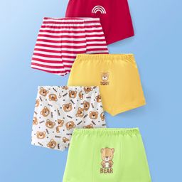 Doodle Poodle 100% Cotton Knit Briefs with Striped & Bear Print Pack of 5 - Green Red  & Yellow-picture-3