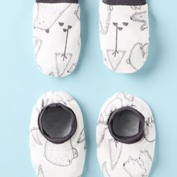 OHMS Interlock Knit Mittens & Booties Set with Polar Bear Print - White-image-70
