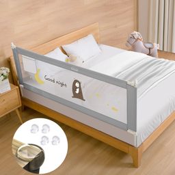 Safe-O-Kid Baby Bed Rail Guard for Toddler Safety, Portable, Adjustable Height, Single Bed Side Rail - Grey-image-87