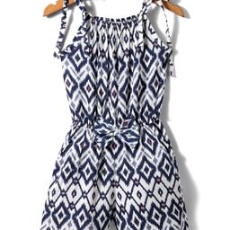 CrayonFlakes Rayon Sleeveless Ikat Printed Jumpsuit - Off White-picture-13