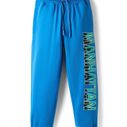 Pine Kids Cotton Knit Full Length Lounge Pant With Text Print - Light Blue-picture-37