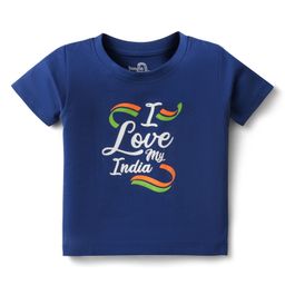 Doodle Poodle 100% Cotton Knit Half Sleeves T-Shirt with Independence Day Print - Navy Blue-image-9