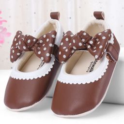Cute Walk by Babyhug Booties with Velcro Closure & Bow Applique - Brown-picture-30