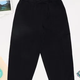 Pantaloons Junior Cotton Woven Solid Trousers - Black-picture-42