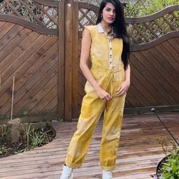 Banana Labs Printed Shirt Collar Cotton Basic Jumpsuit-picture-18