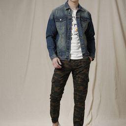 WROGN Men Washed Checked Crop Denim Jacket with Patchwork image 4