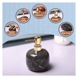 Voncasa Ceramic Glossy Black color Soap Dispenser (300 ml) image 3