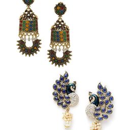 ANIKAS CREATION Set Of 2 Gold-Plated Artificial Beaded Dome Shaped Jhumkas image 4