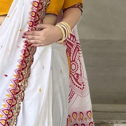 Anouk Ethnic Motifs Beads and Stones Block Print Saree image 5