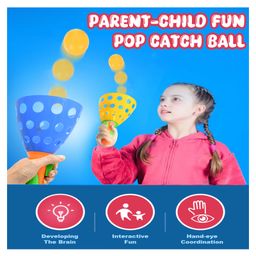 VGRASSP Click And Catch Ball game Toy For Kids And Adults - Indoor, Outdoor Ping Pong Pop And Catch Basket Ball Toy Set With 3 Balls And 2 Colorful Launcher Baskets - Color May Vary image 5