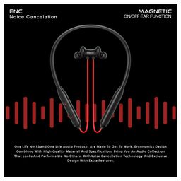 Onelife Aura Beat Bluetooth Wireless Neckband with Up to 50 Hrs Playtime, Type C Interface and Magnetic in Ear Buds-Red image 5