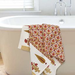 EasyGoods Red 3 Pieces Printed 150 GM Cotton Towel Set-1
