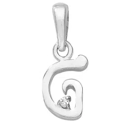 Taraash Initial Letter G 92.5 Sterling Silver Pendant without Chain-image-68