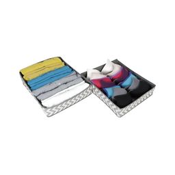 HOKIPO Grey & White 2 Pieces Printed Multi-Utility Organisers-17