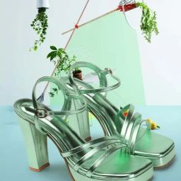 Elle Women's Metallic Green Ankle Strap Sandals-58