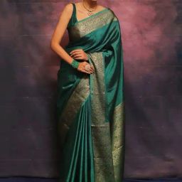 Anjaneya Sarees Green Silk Woven Saree With Unstitched Blouse-image-54