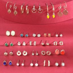 Zaveri Pearls Set of 25 Multicolor Classy Contemporary Studs Drops & Semi Hoops Earring-ZPFK16815 image 1