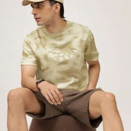 Andamen Khaki Cotton Regular Fit Printed T-Shirt-picture-22