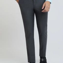 Raymond Dark Grey Slim Fit Flat Front Trousers-image-42