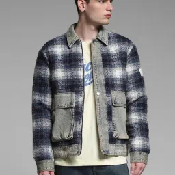 Jack & Jones Blue Regular Fit Checks Jacket-image-3