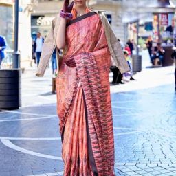 Odette Orange Printed Saree-picture-15