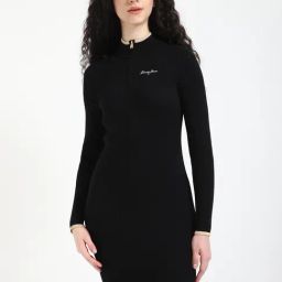 TOMMY HILFIGER Black Polyester Solid Full Sleeves Dress-picture-21