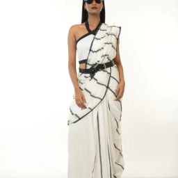 Huts And Looms White Cotton Stripes Cotton Saree-picture-28