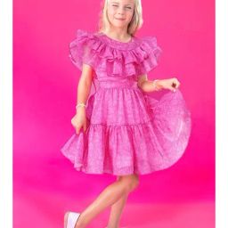 Tiny Girl Hot Pink Barbie Printed Dress-image-26