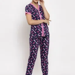 Claura Blue Printed Shirt With Pyjamas-picture-29