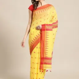 Kalakari India Yellow Woven Saree With Unstitched Blouse-picture-39