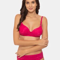 Tweens Dark Pink Non Wired Padded Bra With Panty-image-91