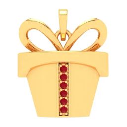 P.C. Chandra Jewellers 18k Yellow Gold Gift Basket Shaped Red Stones Pendant-image-31