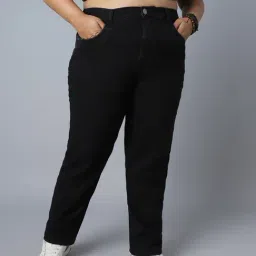 High Star Black Cotton Straight Fit Mid Rise Jeans-image-62
