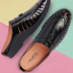Fausto Men's Black Mule Shoes-picture-22
