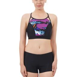 Speedo Black Printed Swimwear Top-image-76